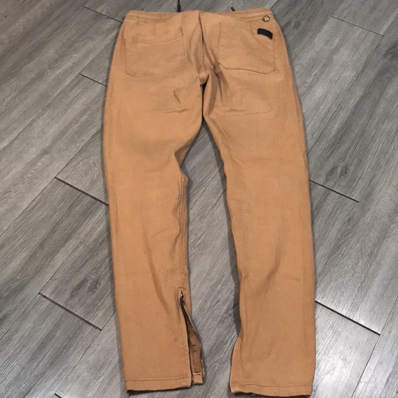 KDNK Camel Zip Ankle Pull-On Drawstring Cotton Stretch Twill Pants size M - Picture 2 of 9